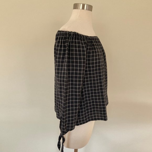 MADEWELL Windowpane plaid Off The Shoulder Top, S - Picture 4 of 11